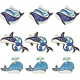 yaokan 24Pack Enamel Sea Whale Charms - Mixed Killer Whale Blue Whale Pendants for DIY Necklace Bracelet Earring Craft Accessories