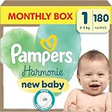 Pampers Harmonie Nappies Size 1 180 Nappies 2kg-5kg Monthly Pack