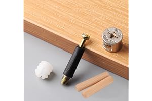 100-Pack 3-in-1 Furniture Connector Kit, Zinc Alloy Cam Lock with Nylon Insert Nut, 40mm Dowel Screws and Dowel Pins for RTA 
