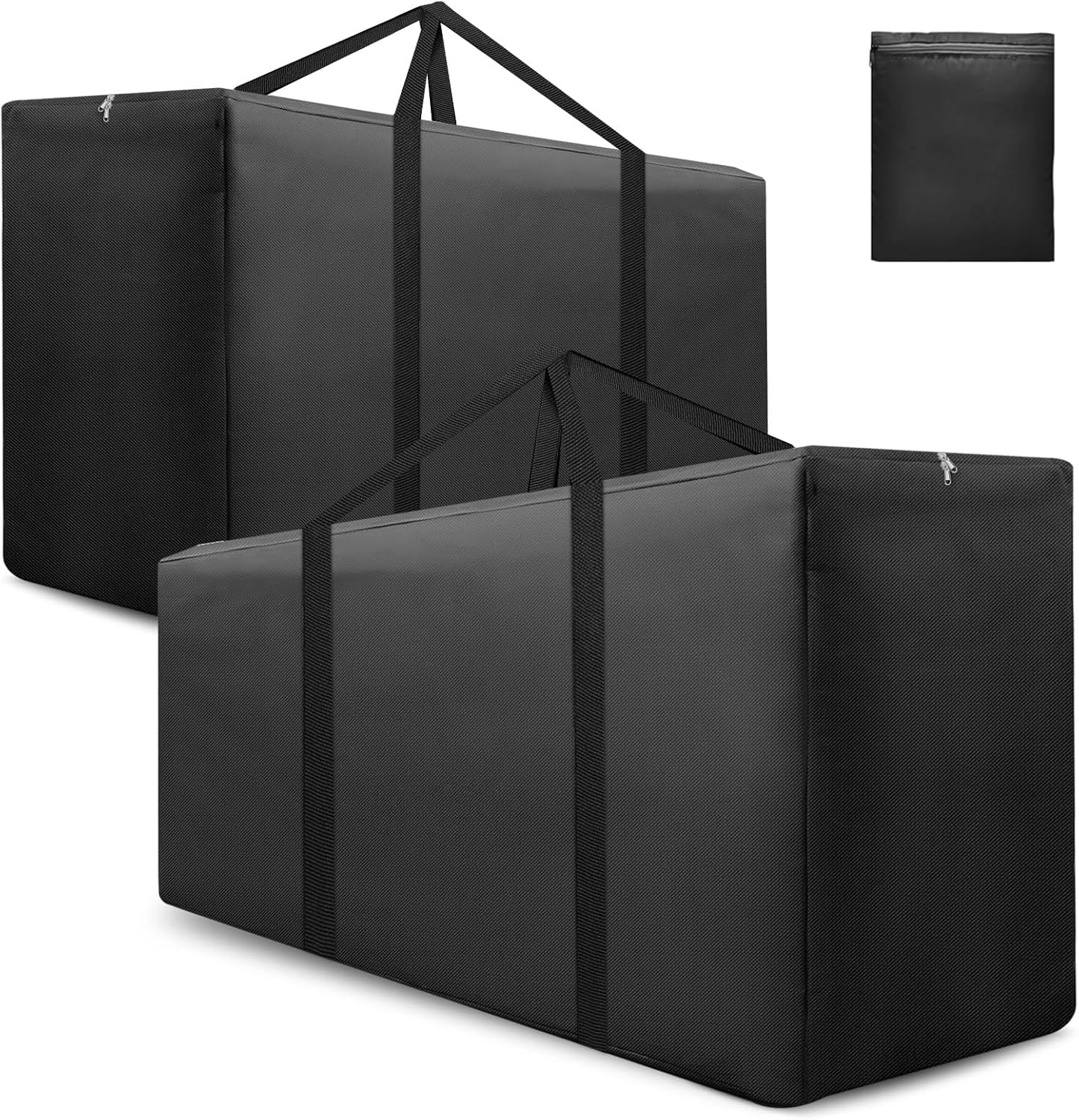 2 Pack Garden Cushion Storage Bag 173x76x51cm 420D Waterproof Outdoor Furniture Cushion Bag Extra Large Christmas Tree Storage Bag with Handle and Zipper for Xmas Tree Black