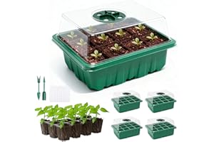 PlantaPulse 5 Packs Seed Starter Kit with Humidity Dome Seed Starter Tray with Transparent Drain Hole Base Indoor Greenhouse 