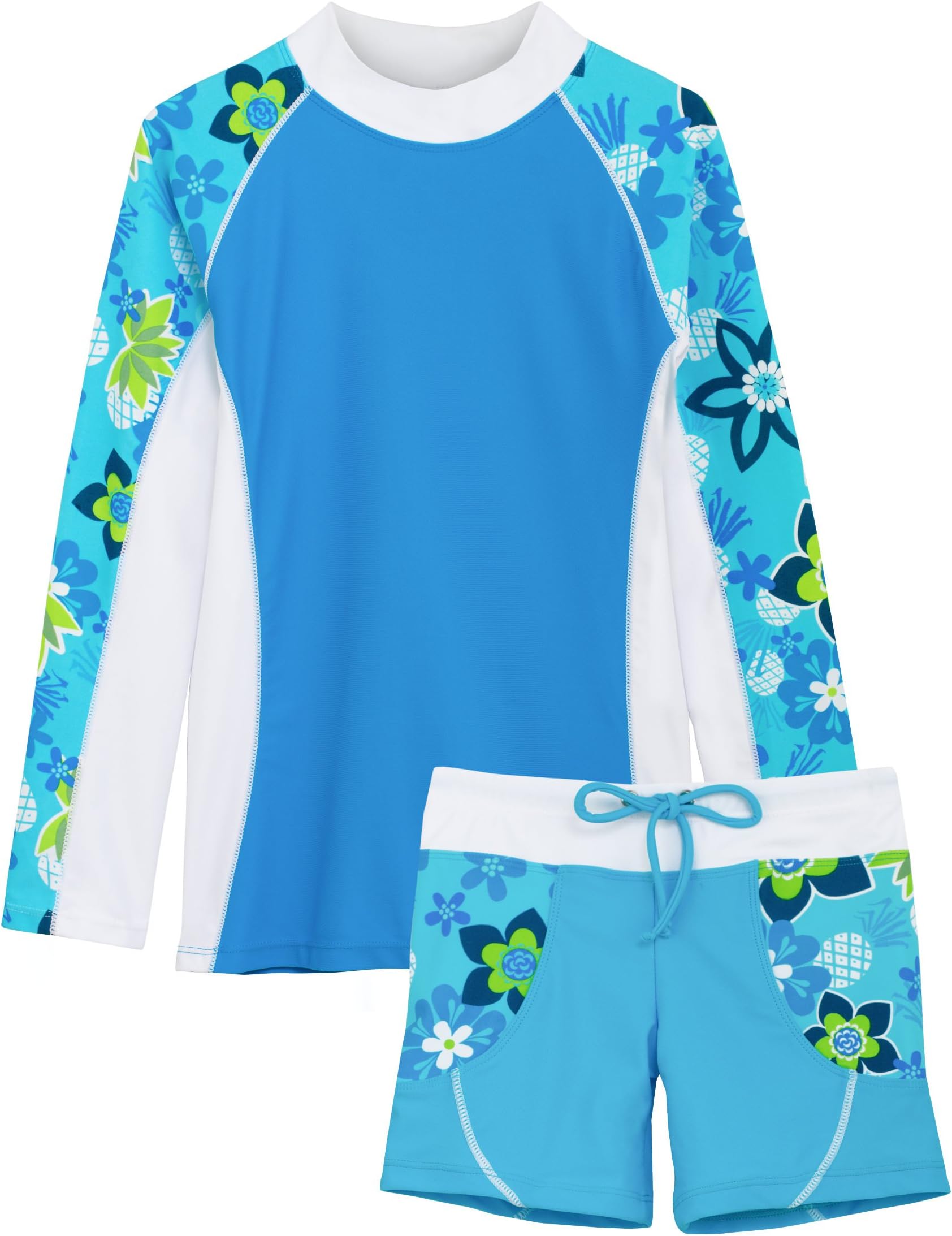 Tuga Girls Two-Piece Long Sleeve Swimsuit Set 2-14 Years, UPF 50+ Sun Protection