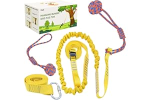 XiaZ Dog Outdoor Bungee Hanging Toy- Interactive Tether Tree Tug-of-War Toys for Pitbull & Medium to Large Dogs, Retractable Dog Rope Chew Toy to Exercise and Fun Solo Play