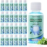 HAIFOTRVA 50 Pcs Mini Mouthwash Travel Size Bulk,Blue Portable Mint Flavor Mini Mouthwash Individual 35ml/1.2oz On The Go Mouth Wash Small Bottle for Travel,Office,Toiletry Kits