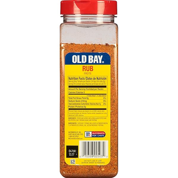 OLD BAY RUB, 22 OZ – ONE 22 OUNCE CONTAINER OF OLD BAY SEASONING RUB, PERFECT FOR SEALING IN JUICES ON MEAT AND SEAFOOD FOR A SAVORY FLAVOR