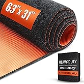 Heavy Duty Oil Spill Mat, Garage Floor Mat, 63" x 31" Waterproof Rubber Backing Oil Absorbent Pads, 1/5" Thick Reusable Under Auto Repair Mat for Garage Floor Surface Protection-Black