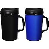 2 ThermoServ Foam Insulated Coffee Mugs 34 oz (1) Blue & (1) Black