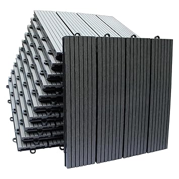 WPC Holz Fliese 30x30cm, 1 m² (11 Fliesen) anthrazit versandkostenfrei (D)