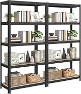 SONGMICS Shelving Unit 40 x 90 x 180 cm Industrial Greige Black GLR040B21
