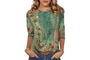 Zeagoo Women's Casual 3/4 Sleeve T-Shirts Round Neck Cute Tunic Tops Basic Tees Blouses Business Work Tee Top