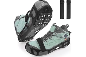 AGOOL Ice Cleats Snow Traction Cleats Crampon for Walking on Snow and Ice Non-Slip Overshoe Rubber Anti Slip Crampons Slip-on Stretch Footwear