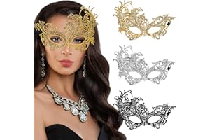 WLLHYF 3 Pcs Adult Masquerade Mask Mysterious Fun Lace Masks for Couples Women Man Lace Headpiece Disguise for Costumes