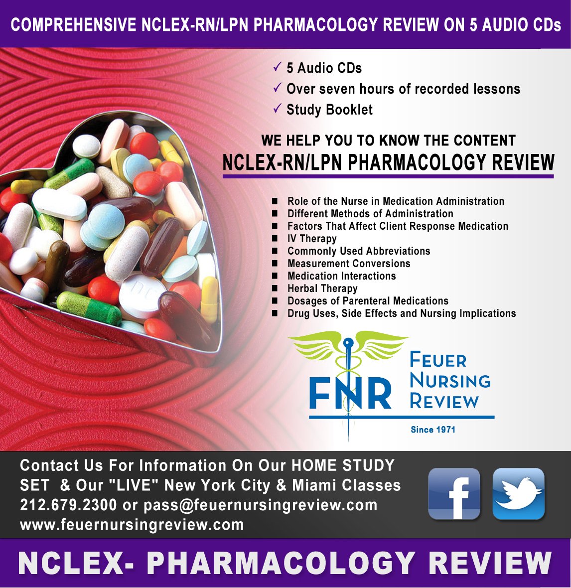 Nclex Rn Lpn Pn Pharmacology Review 5 Audio Cds Box Set Pharmacology Nclex Review Amazon Com Books