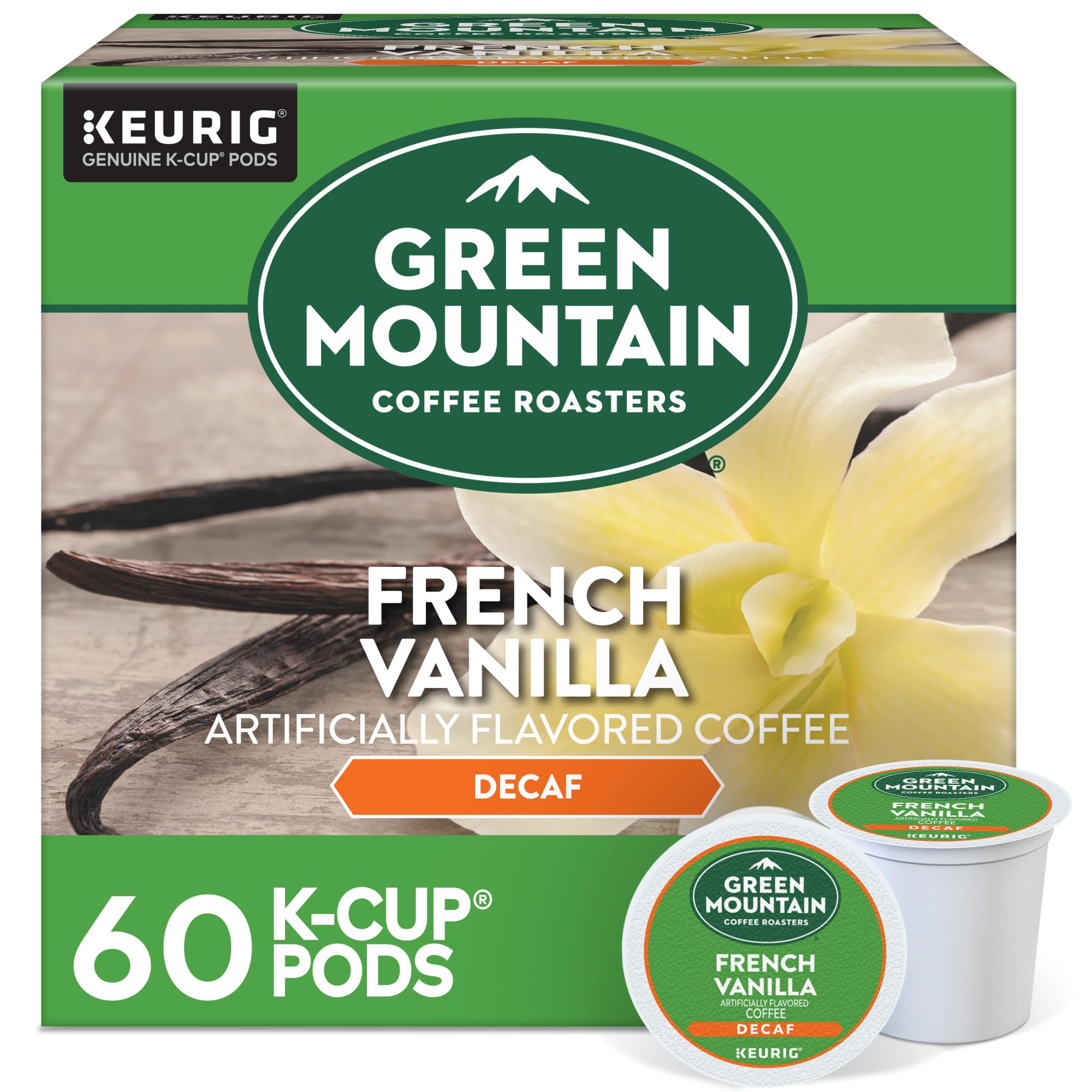 Green Mountain Coffee Roasters French Vanilla Decaf Keurig Single-Serve K-Cup pods, Light Roast Coffee, 60 Count (6 Packs of 10) Image