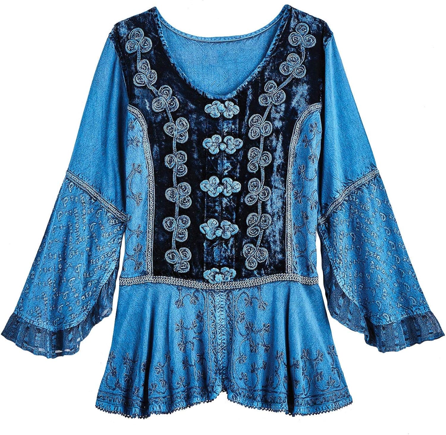 PARSLEY & SAGE Women's Tunic Top, Soutache Embellished Floral