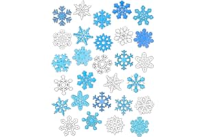 JUNEBRUSHS 28PCS Winter Enamel Pins, Cute Blue Snowflake Brooch Pins for Winter Holiday Theme Christmas Party Classroom Favor Supplies Exchange Gift Clothes Hat Accessories