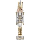 Haute Decor Christmas Nutcracker - Gold and Silver (37 Inch) - 1 Nutcracker | Indoor or Covered Outdoor Use, Solid Resin Construction, Metallic Gold and Silver with Glitter Accents