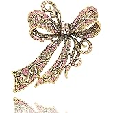 Vancy Utopia Rhinestone Bow Brooch Vintage Crystal Large Bowknot Brooches for Women Brooch Pin Wedding Fashion Jewelry Accessories,Women Gift