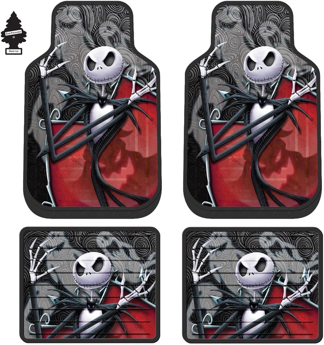 Yupbizauto Set of 4 Plasticolor Disney Nightmare Before Christmas Jack Skellington Ghostly Auto Truck SUV Car Floor Mats with Air Freshener