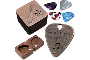 JUPPE Birthday Gifts For HIm or Her, Bronze I'd Pick You Every Time Guitar Pick With Wood Gift Box Music Gifts For Men Women Boy Girl (Wood Box Set)