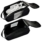 Voyboced 2 Pcs Golf Shoe Bag for Travel, Outdoor Zippered Sports Shoe Carrier Tote with Ventilation, Protective Shoe Storage Pouch for Men Women (2Pcs-Black)