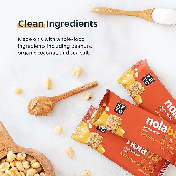 PERFECT KETO NOLA BARS | GLUTEN-FREE KETO GRANOLA BARS WITH ZERO ADDED SUGAR | ENJOY A CHEWIER, NUTTIER, AND TASTIER WAY TO CURB CRAVINGS AND START THE DAY | PEANUT BUTTER | 8 BARS 32G