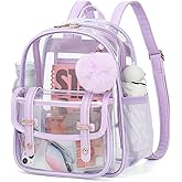 QIXIHU Clear Backpack for Stadium Events, Small Transparent Backpack Mini See Through Bookbag for Women Girls for Concert