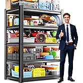 ZZXCBB Garage Shelving Adjustable Garage Shelves 3000LBS Storage Shelves,5-Tier Metal Shelving Unit Storage Shelf, Easy Assembly Utility Shelf for Warehouse, Basement, Black