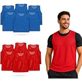 Prime Years Sports Vests for Teams, Mesh Training Pinnies, Blue, Red, Yellow, Orange, 12 Pack