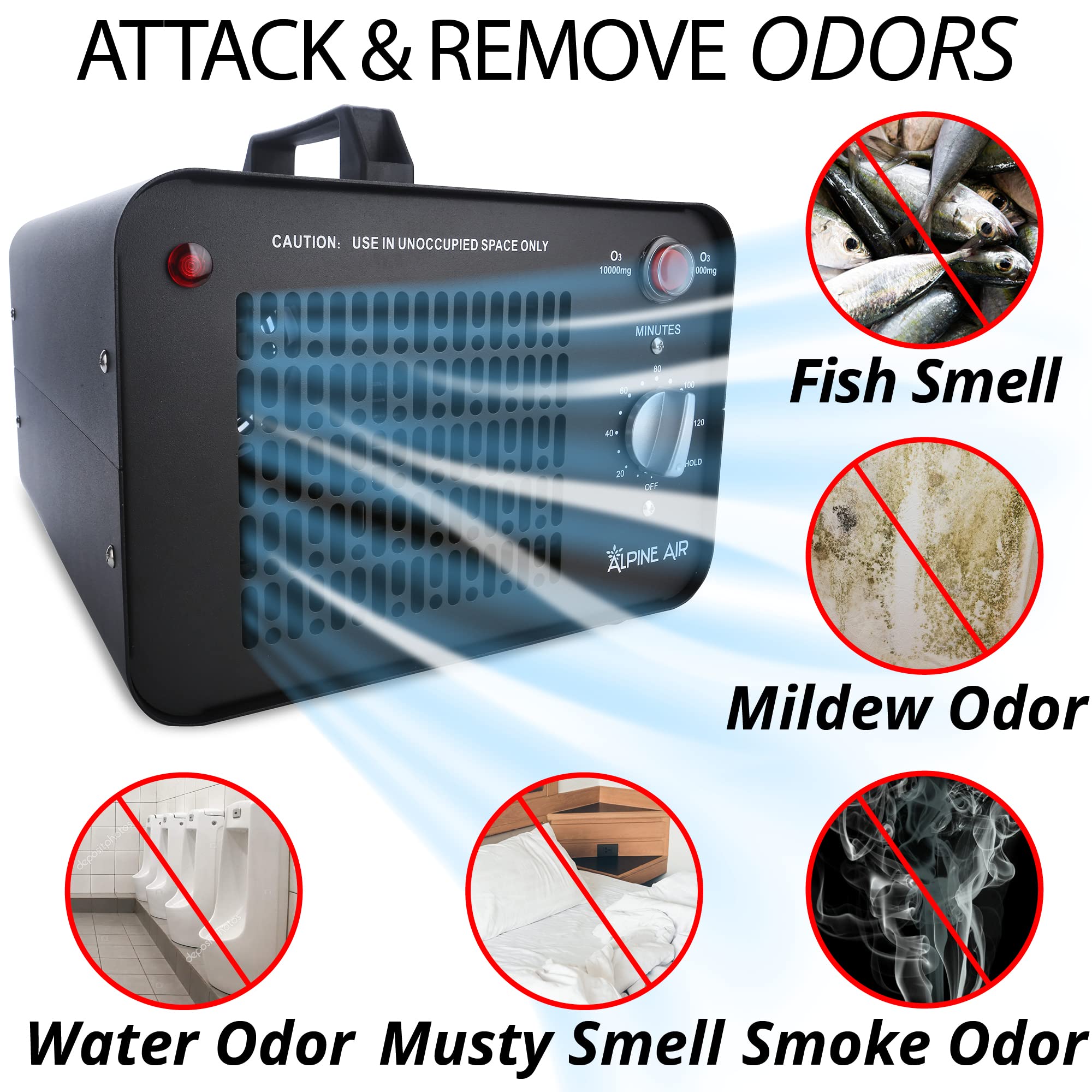 110W 60,000 mg/h Ozone Generator Air Ionizer Ozone Odor Eliminator for Home and Kitchen, Commercial Ozone Machine Odor Removal Air Purifier for Office, Cars, & Rooms