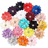 inSowni 20 Pack Large Chiffon Flower Alligator Hair Clips Big Fabric Lotus Flower Hair Barrettes with Rhinestone Clothes Brooch Pins Floral Bows Accessories for Baby Girls Toddlers Kids Teens Women