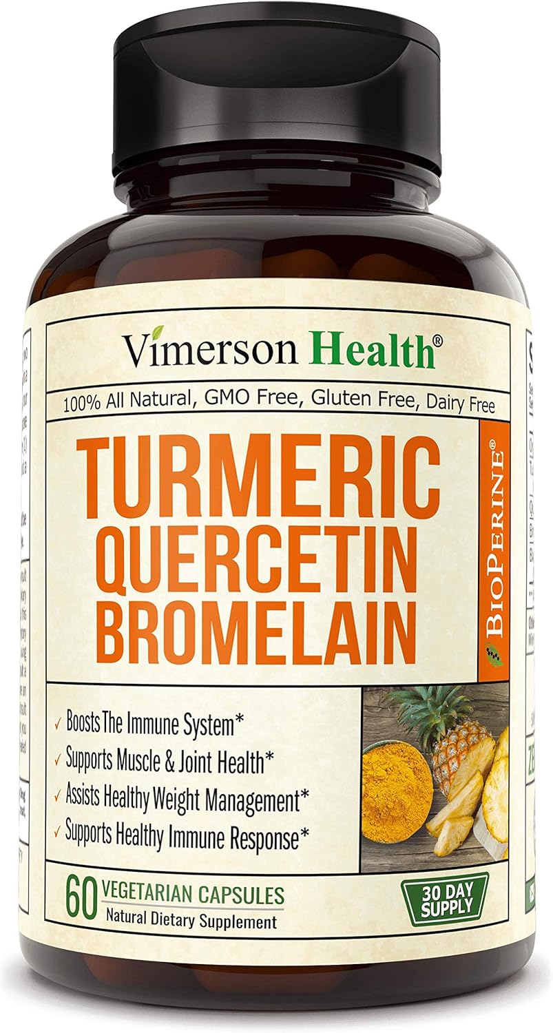 Turmeric Curcumin Bromelain Quercetin and Bioperine. Occasional Joint Pain Relief Supplement. Antioxidant Properties for Immune, Heart and Digestive Health. Supports Healthy Inflammatory Response.: Health & Personal Care