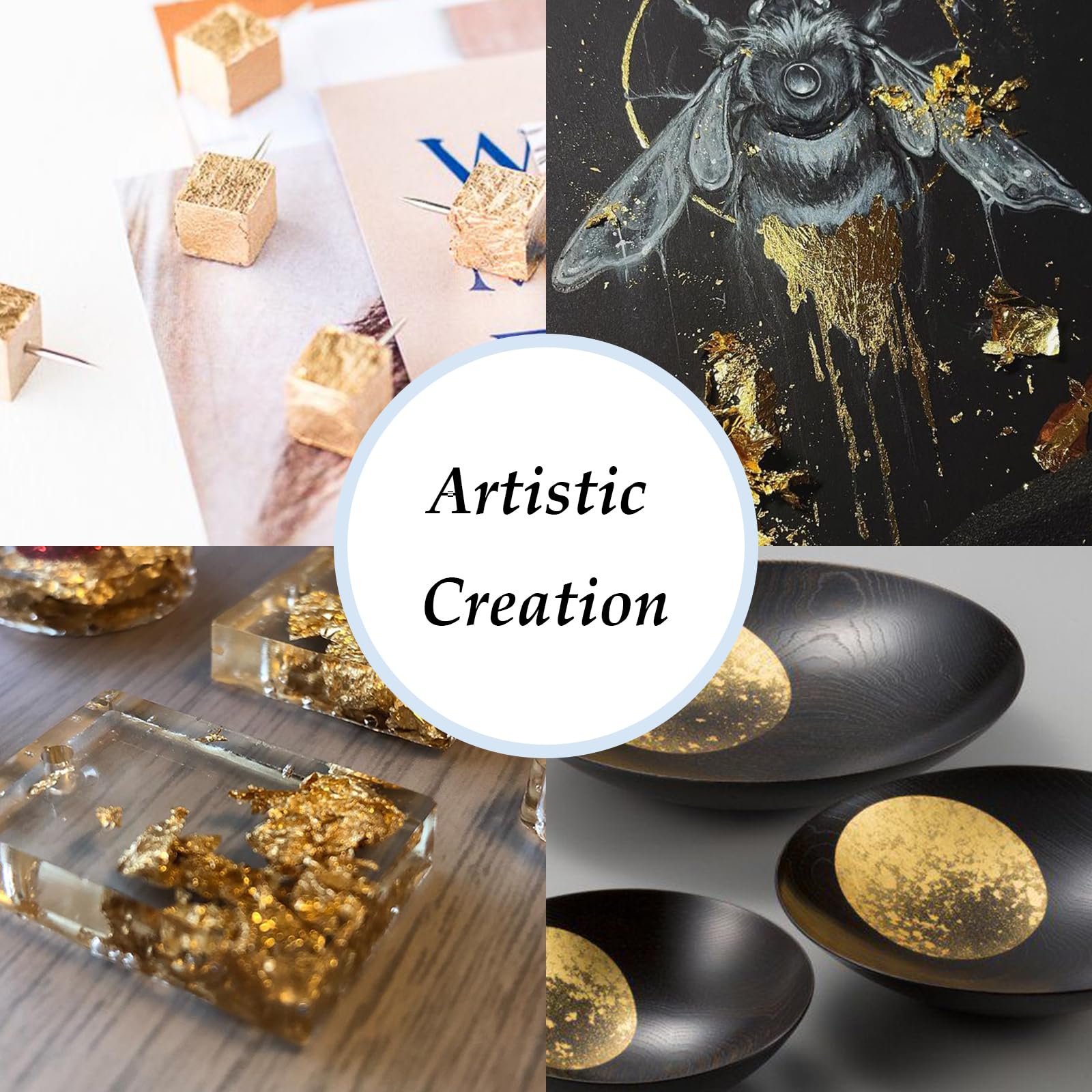 REDANHA 120PCS Gold Leaf Sheets, Multipurpose Art Gold Foil Sheets for Gilding Crafting, Painting, Sculpture, Art Decoration, 5.5 by 5.5 Inches