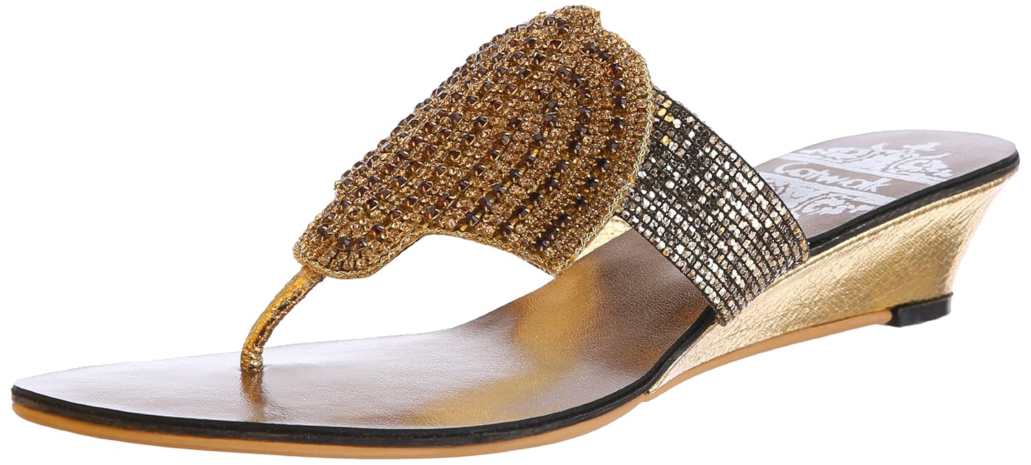Buy Catwalk Women's Gold Slippers 5 UK (6430XX) at Amazon.in