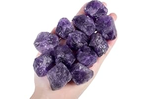 YATOJUZI Amethyst Bulk Natural Healing Crystals Raw Rough Stones Sets for Cabbing Tumbling Cutting Lapidary Polishing Reiki Crytsal Healing Wire Wrapping Decoration Gemstone 0.45lb