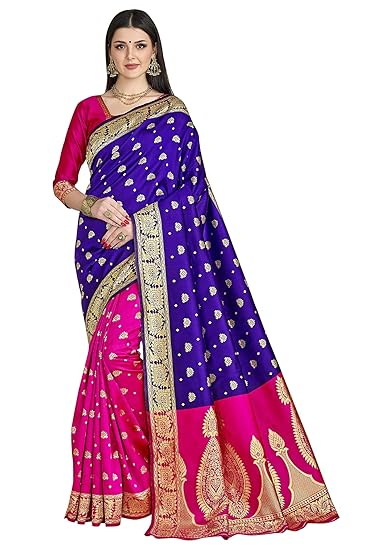 Women�s Silk Blend Banarasi Saree (Banarasi_Saree114_Blue)