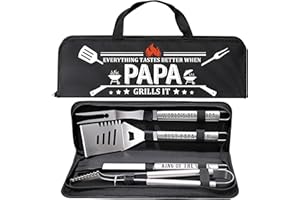 LEWARAN Papa Gifts from Grandkids, Gifts for Papa Christmas, Grilling Accessories, Heavy Duty Stainless Steel Grill Set BBQ Grill Tools for Outdoor Grill with Aluminum Case, Camping Grill Utensils Set