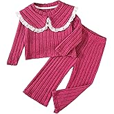 Best Sugar Toddler Girl Fall Clothes Set, Warm Sweatshirt Pants Long Sleeve, Cute Baby Girls' Ribbed Knit Long Sleeve