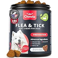 Dog Flea and Tick Treatment Chews - Natural Soft Treats - Flea and Tick Prevention Control for Dogs - Chewable Immune Support
