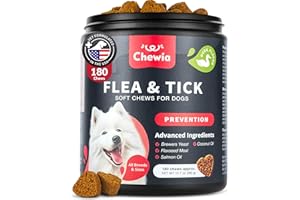 Dog Flea and Tick Treatment Chews - Natural Soft Treats - Flea and Tick Prevention Control for Dogs - Chewable Immune Support