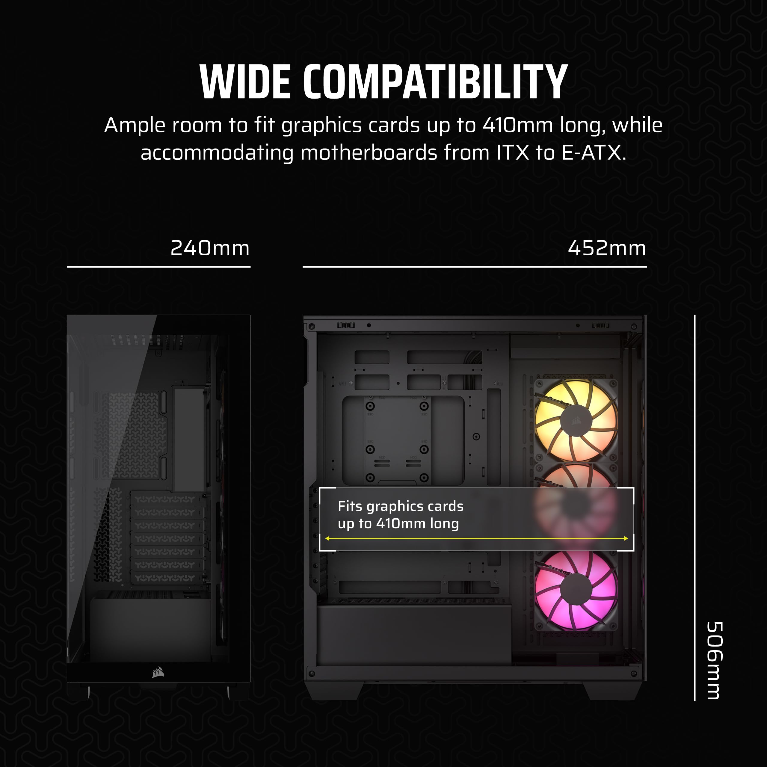 Corsair 3500X Argb Case Interior Showing Fan Mounting Positions And Cable Management