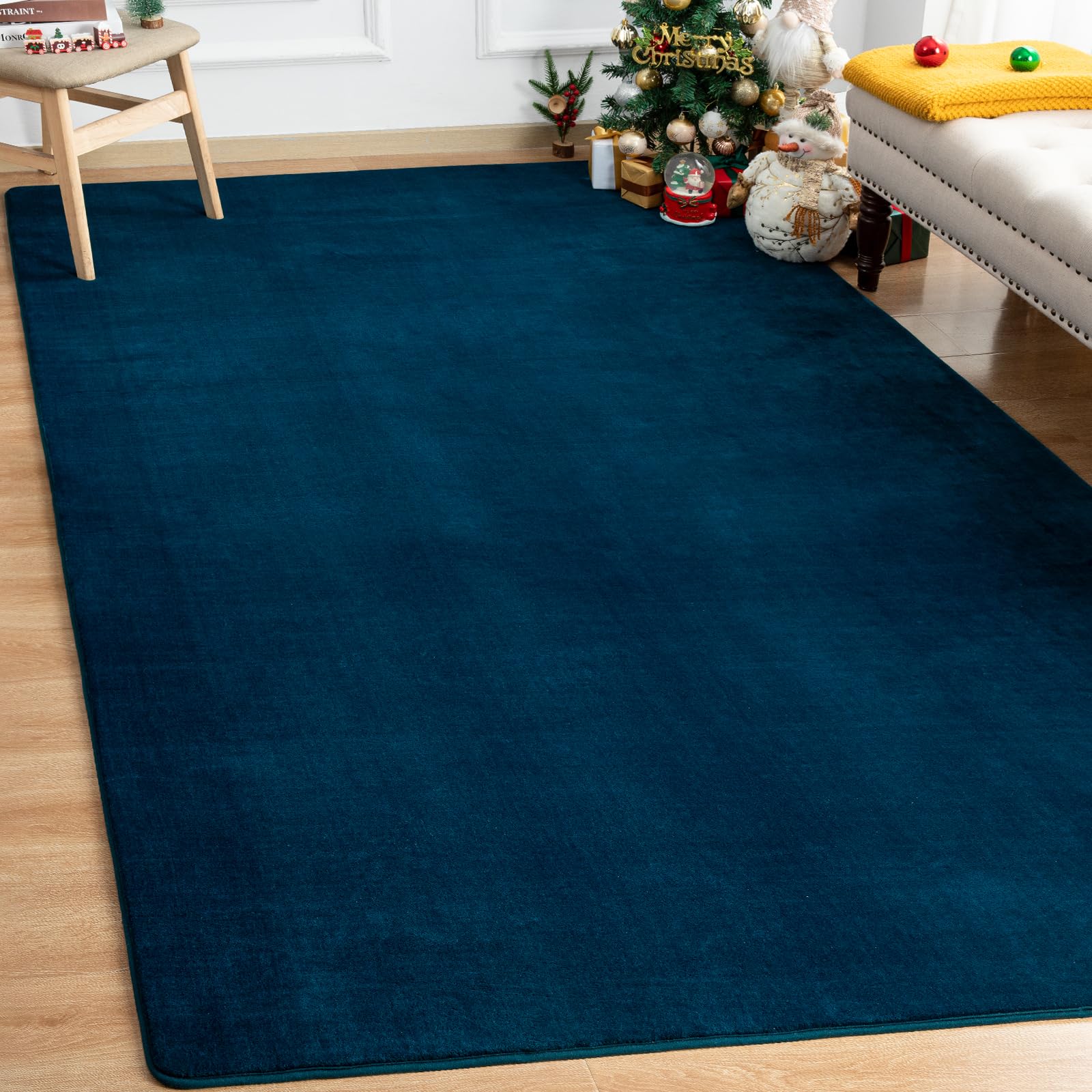 Photo 1 of Andecor Soft Area Rug, 4x6 Navy Blue Washable Rugs for Living Room Bedroom, Indoor Fluffy Carpets for Dorm Boys Girls Kids Room Nursery Home Decorations