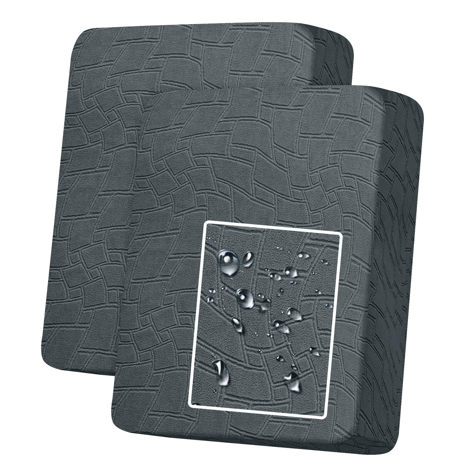 MAXIJIN Waterproof Sofa Seat Cushion Cover Jacquard Sofa Seat Cover Non-Slip Couch Seat Slipcover Protector Replacement for Individual Cushion with Elastic Bottom (Dark Grey, 1 Seater*2)