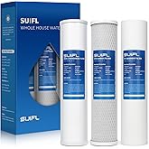 Suifl 4.5 * 20” 3 Stage Whole House Water Filter Set, Compatible with Express Water WH300SICS, FLTWH2045ICS1, iSpring WGB32BM, F3WGB32BM, Pack with PP, CTO, Iron & Manganese Filter, 1 Set