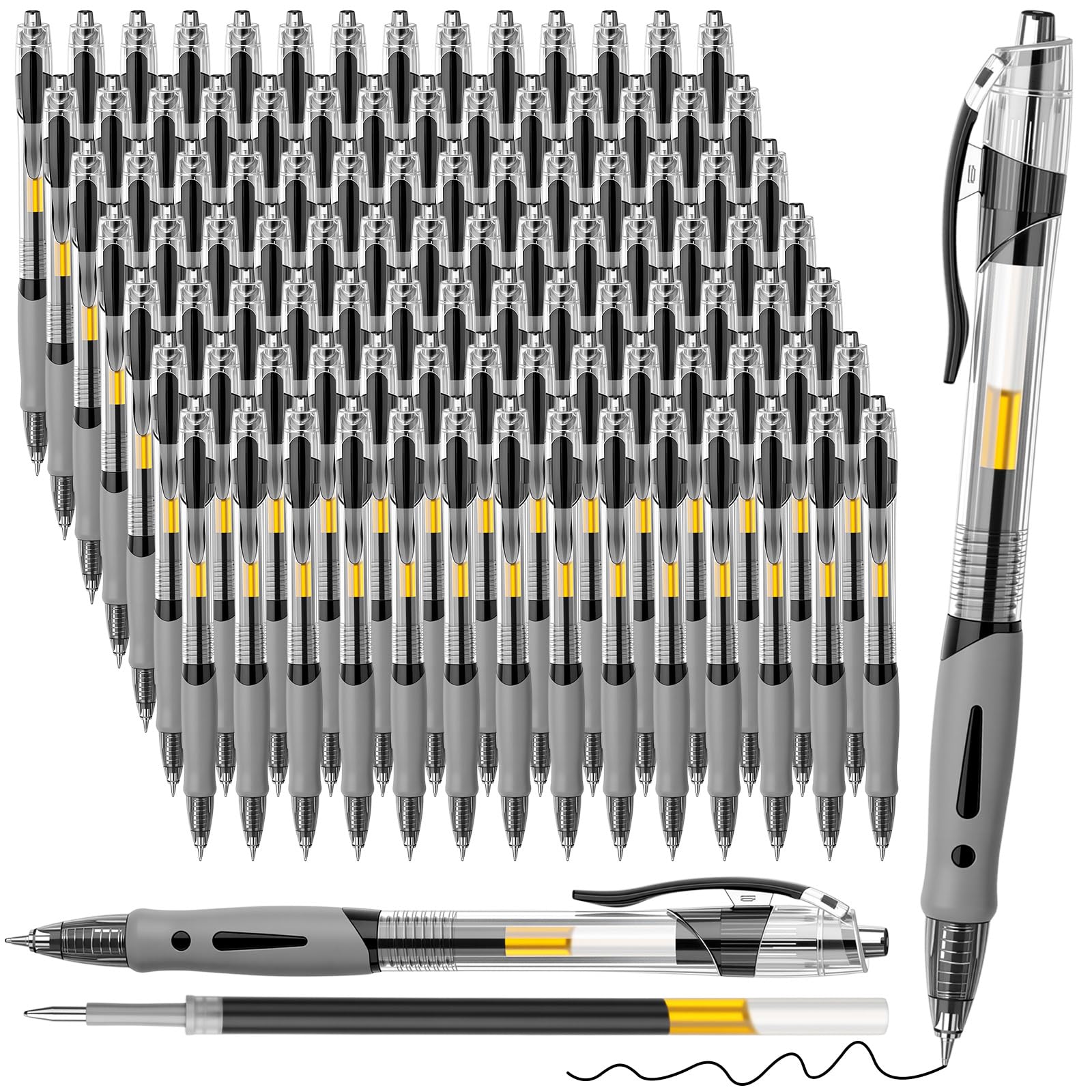 Photo 1 of wearage 200 Pack Gel Pens Bulk 0.5mm Black Ink Gel Pen Retractable Medium Point Rollerball Pens Quick Drying Smooth Writing with Comfortable Grip for School Office Journaling Note Taking and Homework