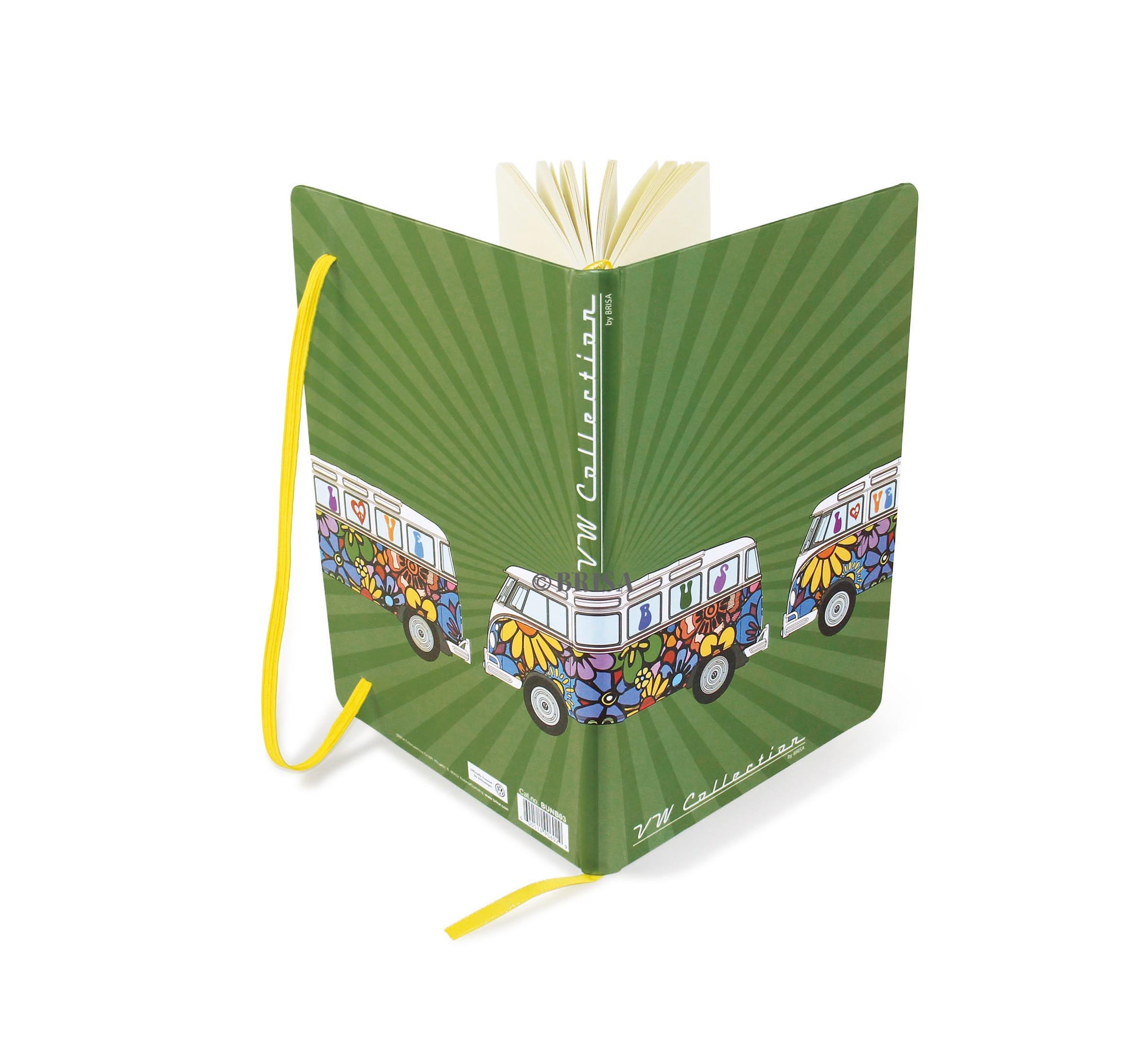 BRISA VW Collection Volkswagen NotebookDiaryWriting Book, Lined with Hardcover Binding in T1 Bus, Beetle, GTI Design DIN A5 (T1 Bus/Love Bus)