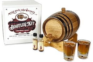 THOUSAND OAKS BARREL 10 Liter Bootleg Whiskey Making Kit with Oak Aging Barrel (2.5 Gallon), w/Stand, Bung, Spigot and Tennessee Flavor Essences