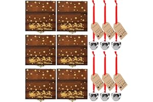 Ceenna 6 Sets Christmas Believe Bell Gifts Polar Ornaments Bulk Santa Bells Christmas Polar Train Party Gifts Decorations Tree Decor (Brown)
