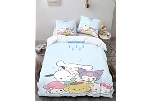 SIGOSR The Cute Cat Anime Bedding Set,3 Piece 3D Cartoon Cute Printed Soft Microfiber Comforter Set with Zipper Closer,Gifts for Kids Teenagers Adult,1 Duvet Cover with 2 Pillowcases-Twin