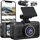 Dash Cam Front Rear, Miofive 4K + 4K Full HD Dash Camera for Cars, 64GB SD Card Included, Built-in Wi-Fi Bluetooth GPS, 3.0” 